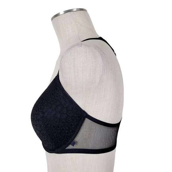 Victorias Secret Demi Racerback Bra 32DDD Lace Mesh Back Underwire Front Hook - Picture 2 of 10